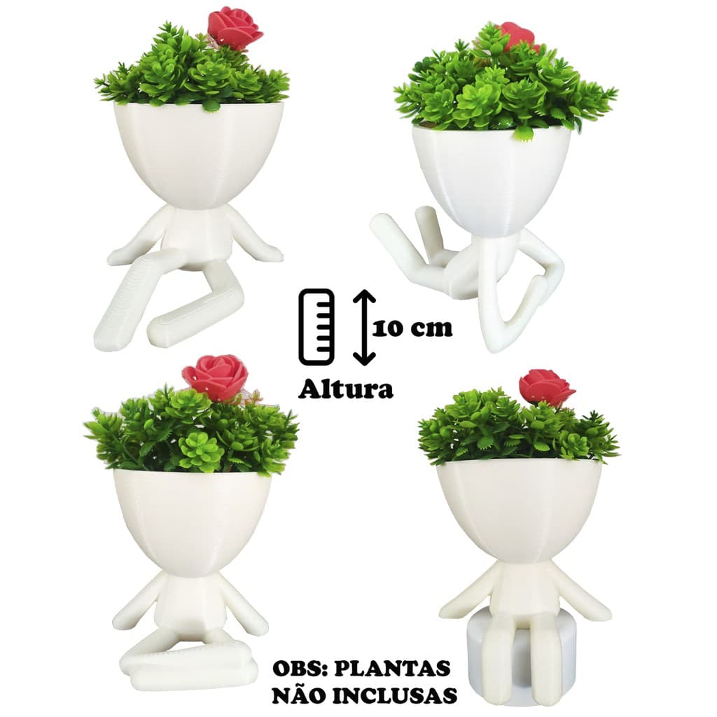 4 Vasinhos para Suculentas Bob Plant - Ótima Opção de Presente
