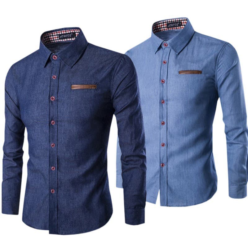 CAMISAS MASCULINA COR JEANS A PRONTA ENTREGA M/L