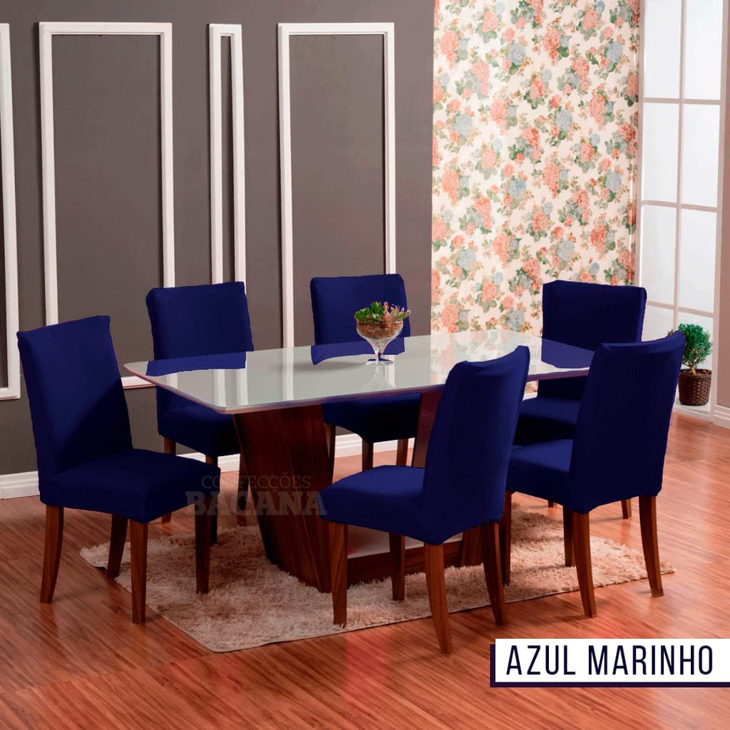 PROMOÇÃO LINDAS CAPAS DE CADEIRA 6 LUGARES AZUL-MARINHO ENVIO IMEDIATO