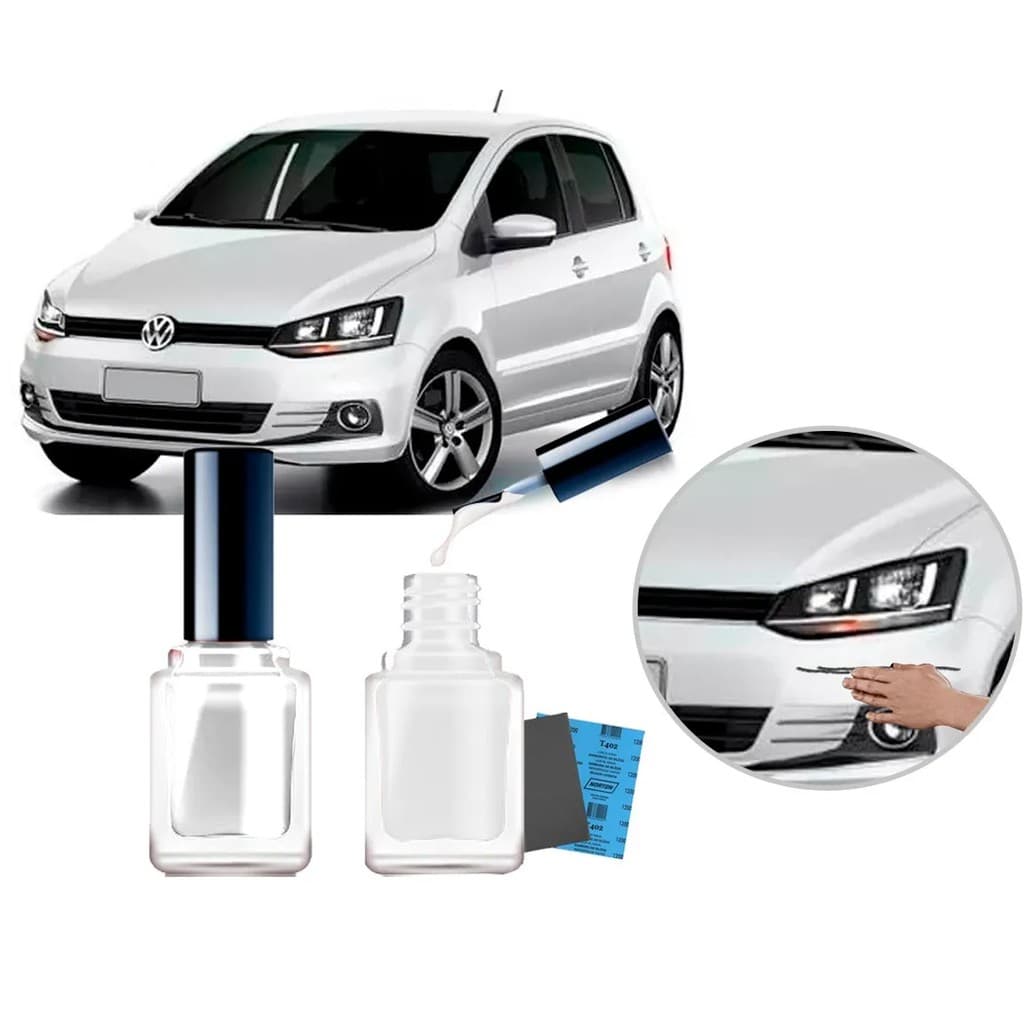 Tinta Tira Risco Automotivo Cor Carro Vw Fox 2010 2011 2012 2013 2014 2015 2016 2017 2018 2019 Branco Cristal
