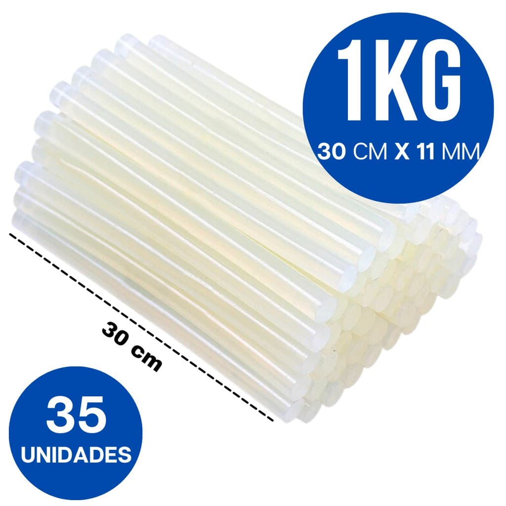 Refil 1KG Bastões de Cola Quente Grosso 30cm x 11mm 35 Und