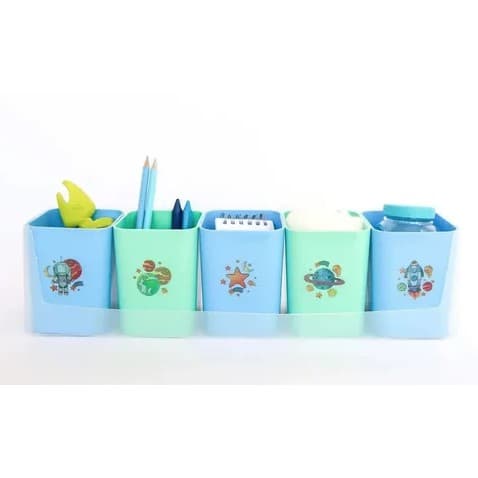 KIT MUNDO DA LUA MENINO COM 5 PORTA OBJETOS + 12 ADESIVOS ENVIO EM 24 HORAS