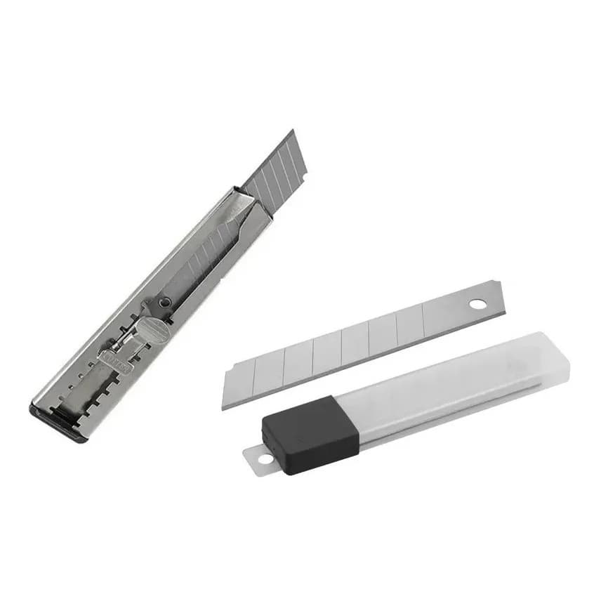 Estilete Grosso Metal Lamina Retrátil  + 10 Lâminas 18mm