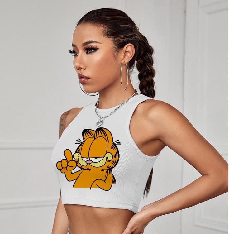 Cropped Garfield | Cropped da Gringa | Cropped Feminino || moda feminina | Croped sem manga | Croped de malha | CD3004