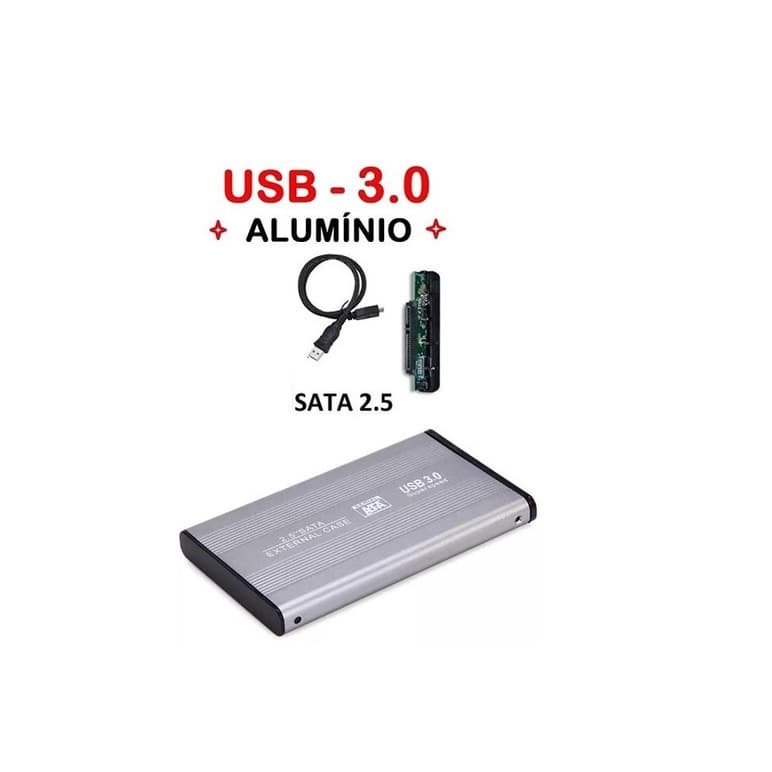 Case em aluminio Para HD usb 3.0 de Notebook Hdd 2.5 Externo
