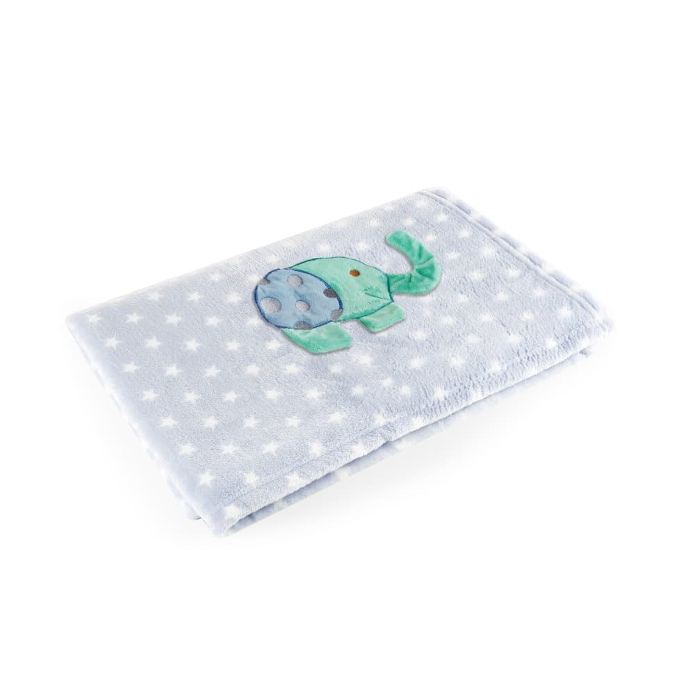 Manta Microfibra Infantil Lisa Bebe Azul Elefante Baby Pil