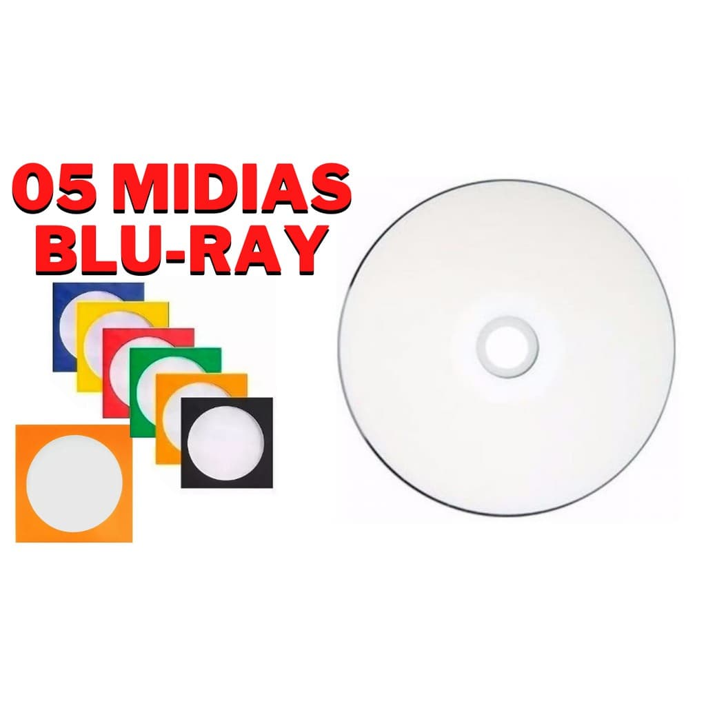 05 Dvd Blu Ray Bd-r 25GB Printable Original Nos Envelopes Promoção