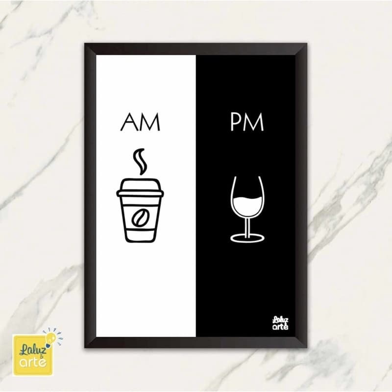 Quadro AM PM / Cantinho Café / Bar / Vinho / Cantinho do Café / Decoração