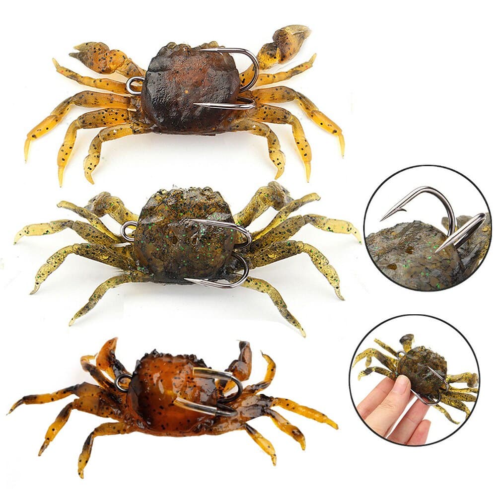 Isca De Macia 3D Simulação De Caranguejo Pesca No Mar Anzol 10cm Equipamento Com Pontiagudo Ferramenta