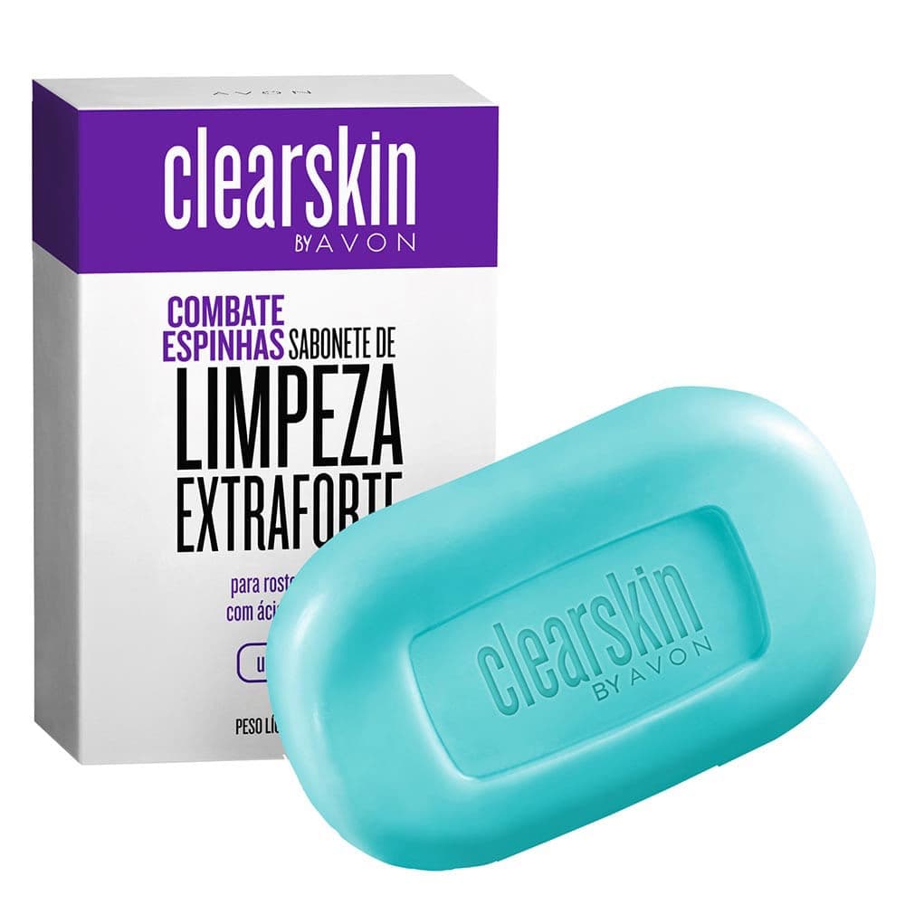 2 Sabonete em Barra ClearSkin Avon 70g -  Extraforte /  Limpeza de cravos rosto e corpo.
