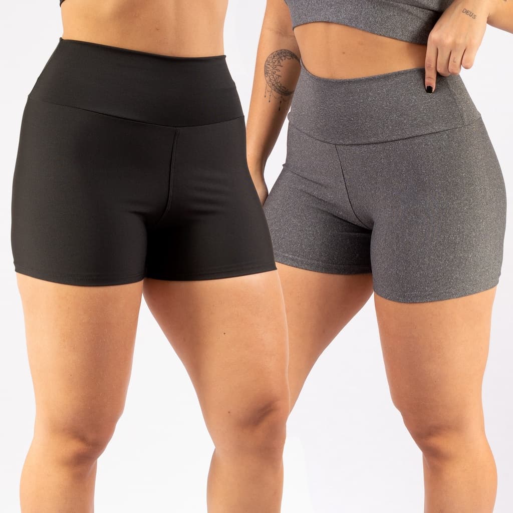 Kit 2 Short Curto Suplex Fitness Academia Malha Ginástica Cintura Alta Qualidade