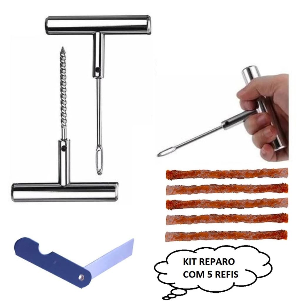Kit Reparo De Metal Profissional Conserto De Pneu Moto Carro