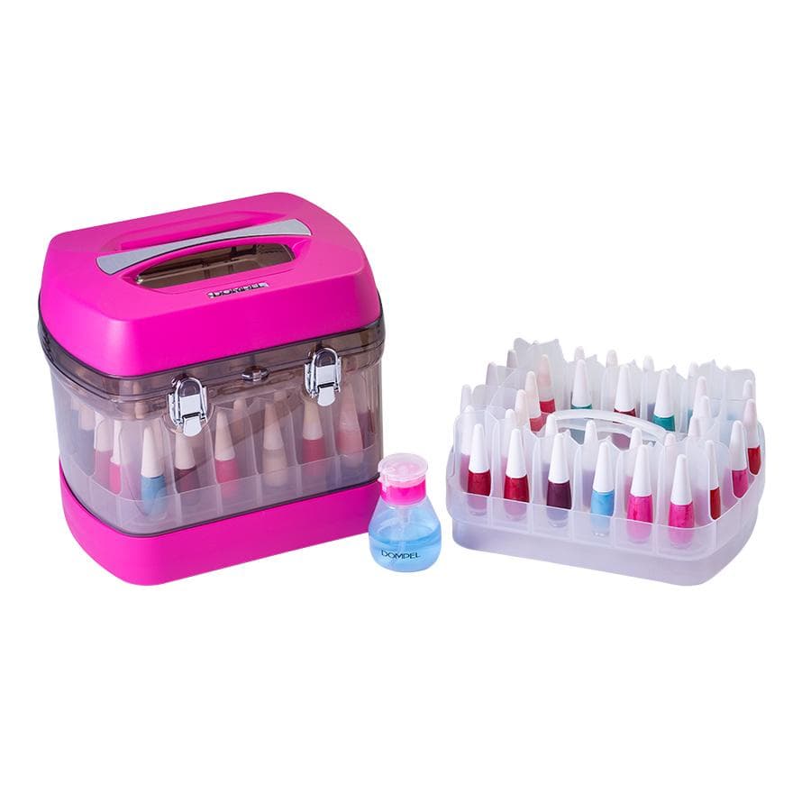 Maleta Manicure Para 68 Esmaltes Profissional Rosa Dompel