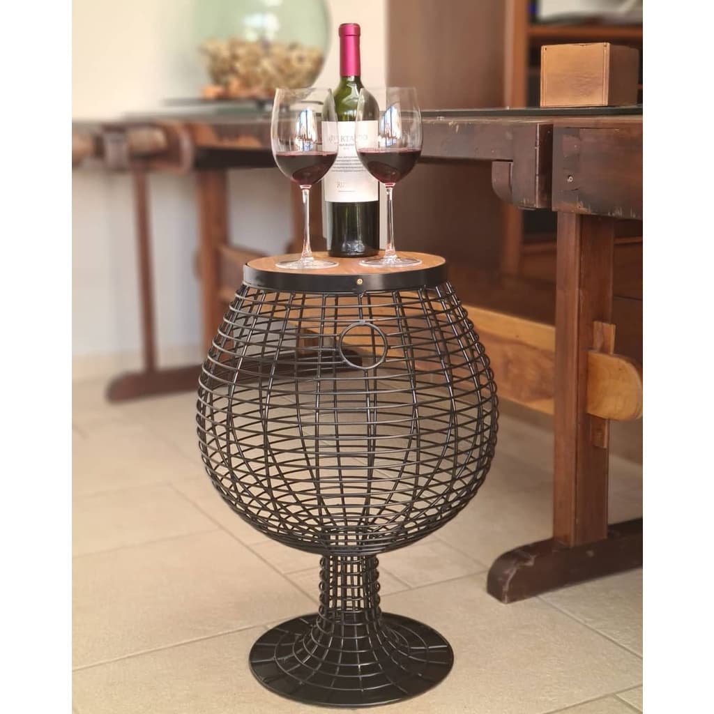 Porta Rolhas Mesinha Taça Adega Moderna Decorativa Enfeite