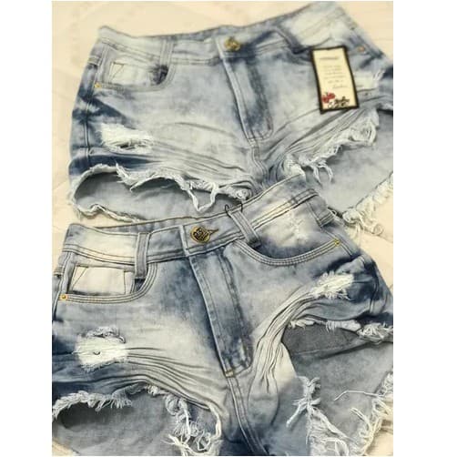 Short Jeans Cintura Alta Feminino Desfiado Roupas Femininas