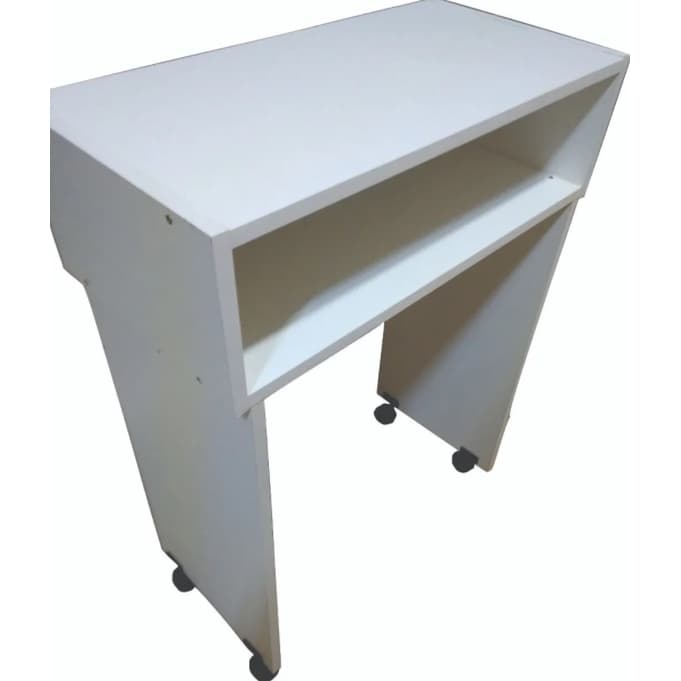 Mesa Manicure Com Rodas 60cm 100% Mdf Branca