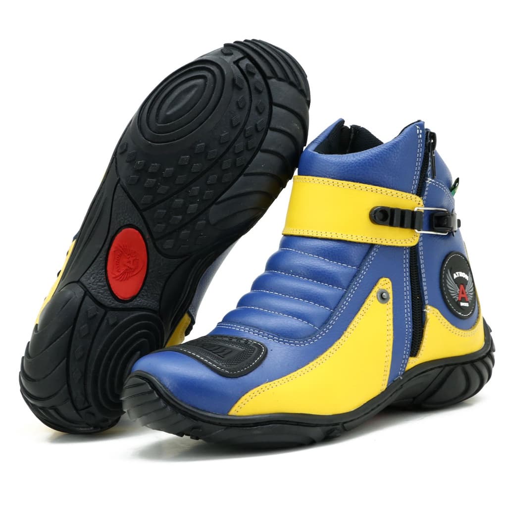 Bota Cano Curto Couro Para Motociclista ATRON 271 KM AZ AM
