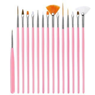 Kit Pincel Gel Uv Com 15 Pinceis Manicure Acrigel Salão Promoção