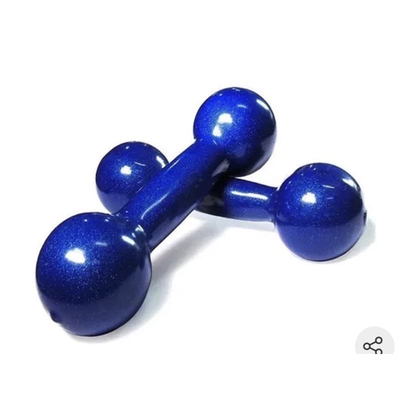 Par de halteres emborrachado 1kg azul (2 kg total)