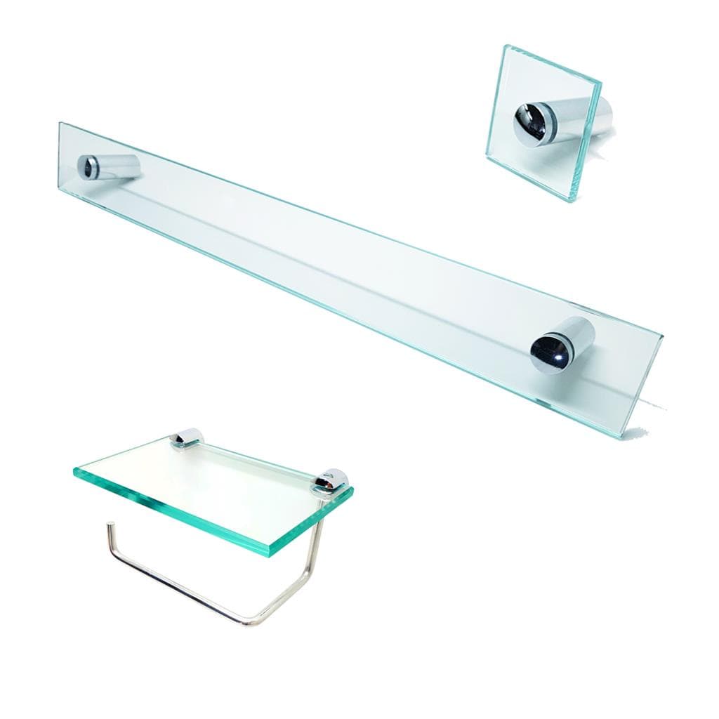 Kit De Acessorios P/ Banheiro 3 Pcs Em Vidro Incolor D600CEL