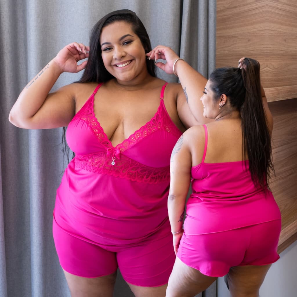 Short Doll Plus Size com Renda Confortável Tamanho Especial 50 a 56  Linha Noite Roupa de Dormir Grande - LIT Modas