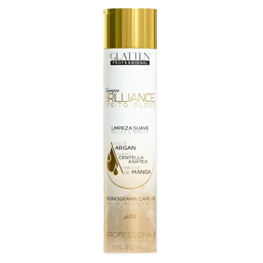 Shampoo Brilliance 300ml Lançamento Glatten Hidratação e Nutrição dos fios