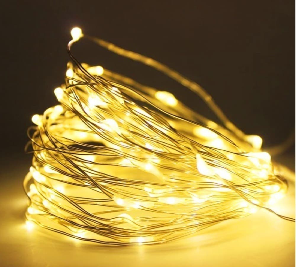 Fio Fada Cordao Luz Led Cores Natal 10m 100 Leds Pilha Decoração Festas Eventos Cores Variadas