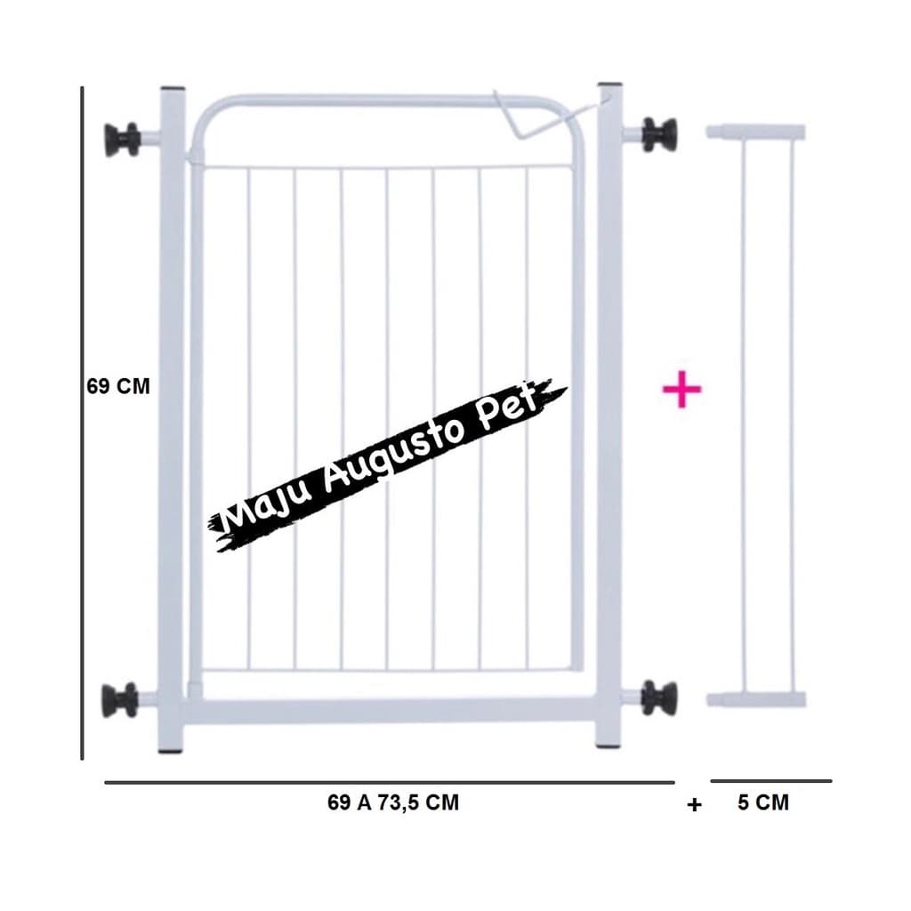 Grade Portão Pet de Proteção 74 a 78 cm para Cachorro Cães