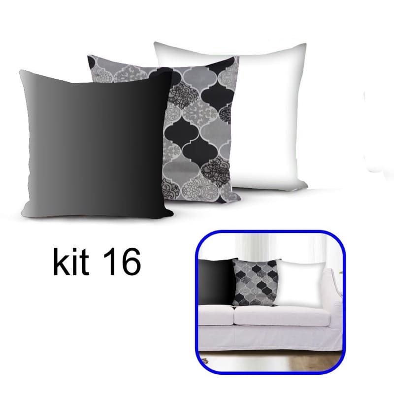 KIT Com 03 Capas De Almofadas Para Sala Ou Quarto Estampadas 45x45cm