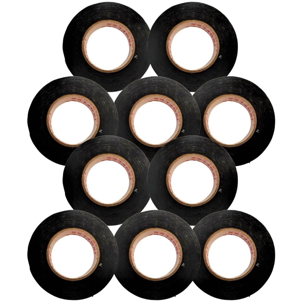 Kit 10 Fitas Isolantes De Tecido 19mm 20m Lonada Preta Automotiva Rolo 20 Metros Acabamento Fio Cabo Chicote Elétrico