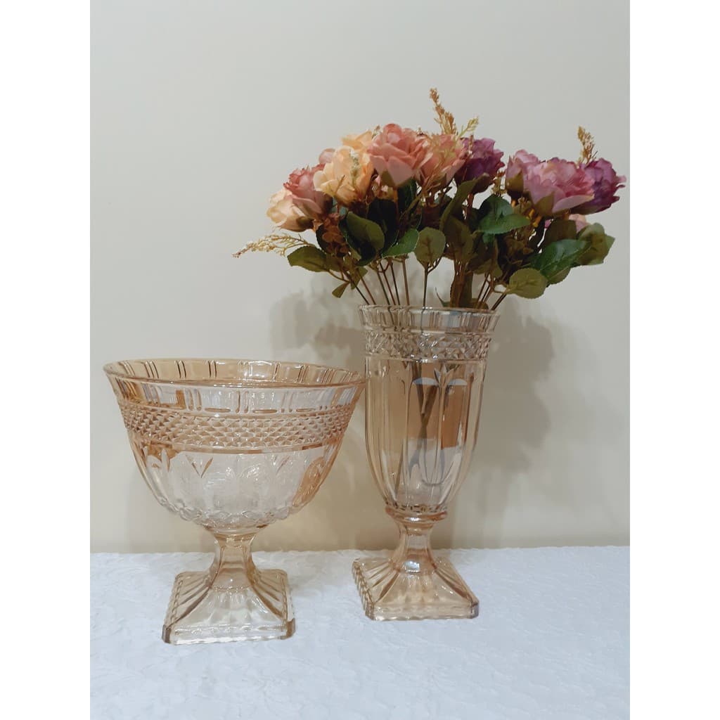Vaso Com Pé Em Cristal Lyor Brandon 16x32,5cm Âmbar