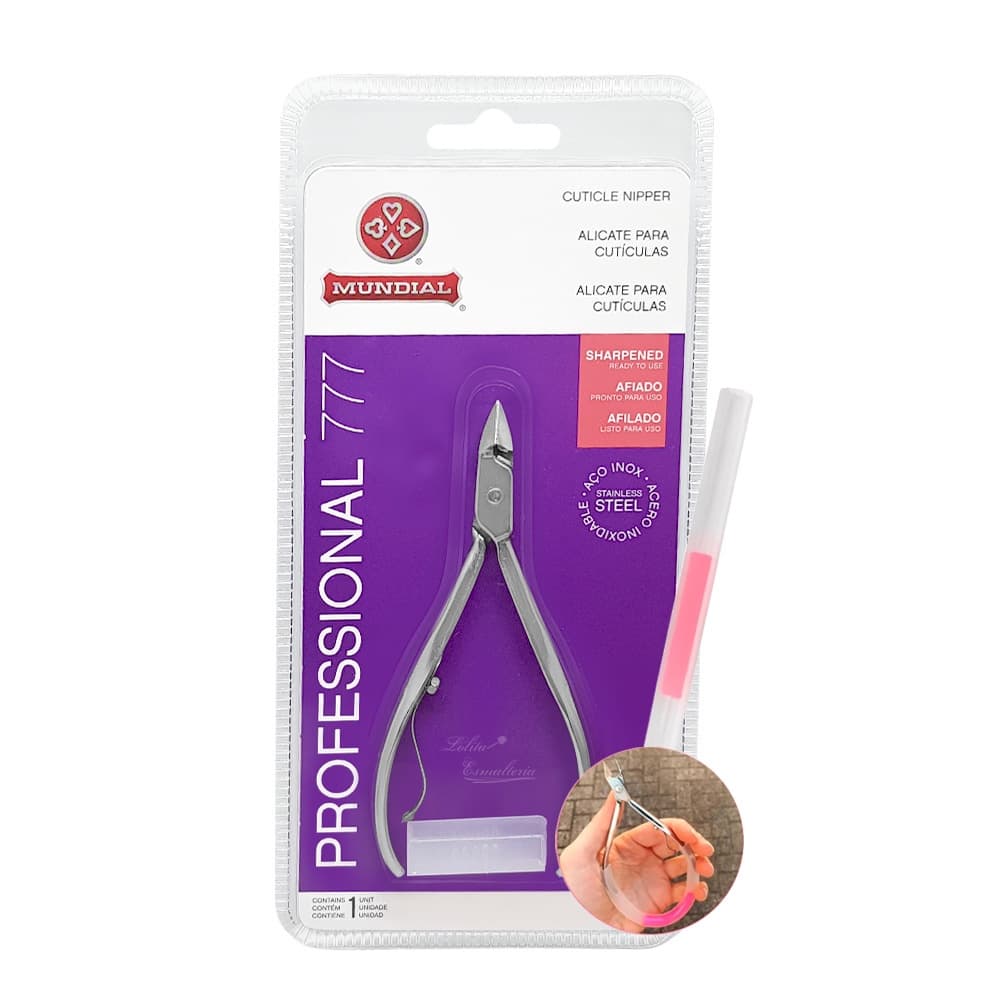 Kit Alicate Mundial 777 Inox e Tubo Mola Silicone Cutícula