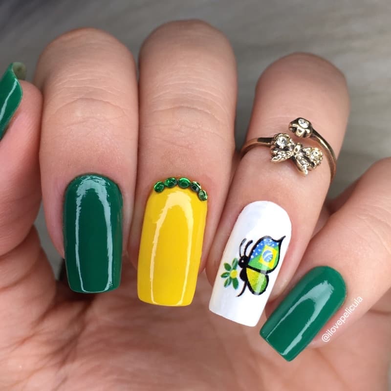 Adesivos de unhas Copa do mundo Brasil cartela com 12 películas CPM - 1031  /Adesivos,películas,unhas,nails art,unhas decoradas