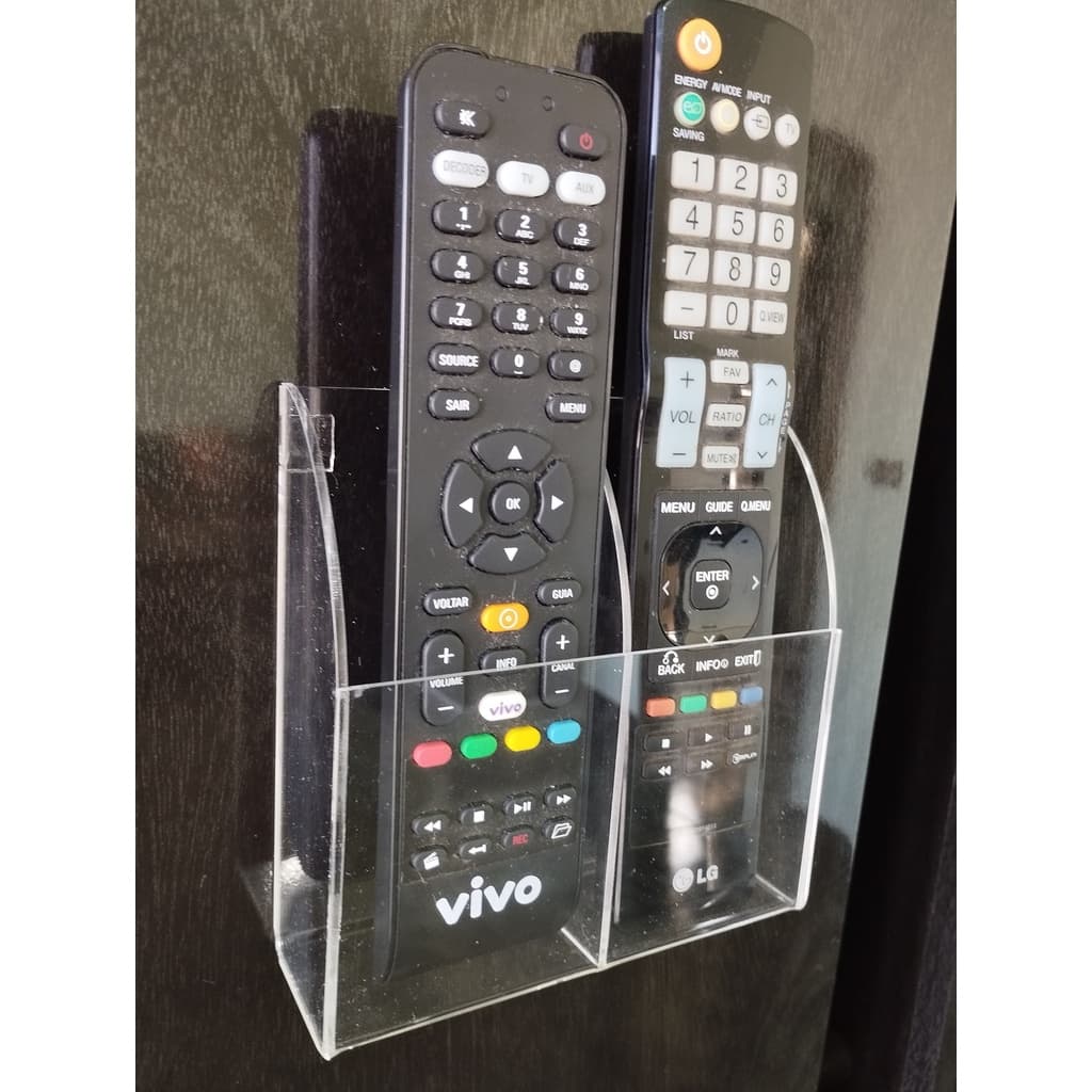 Suporte Porta Controle Remoto de Tv e Ar Condicionado De Acrílico 2 Controles