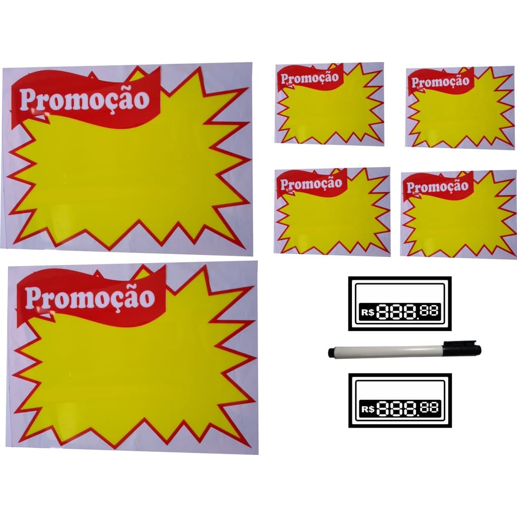 Plaquinha de preço oferta /promoção reutilizável /editável em PVC splash/digito/etiqueta.