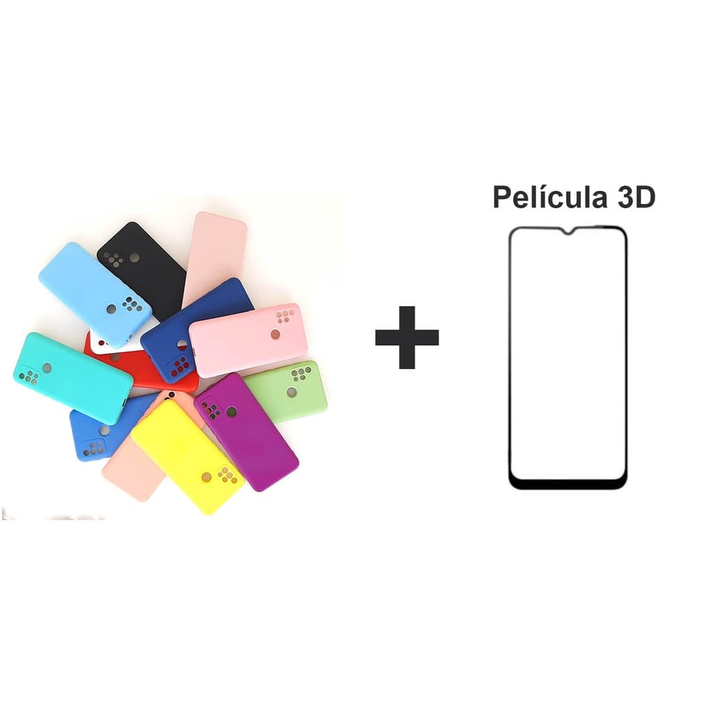 Capinha Motorola Moto G20 silicone várias cores COM pelicula de vidro 3D