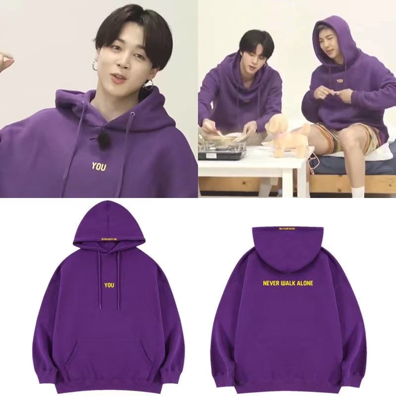 Moletom Com Capuz Unissex Kpop Jimin Merch Sete C/Você Nunca Anda Sozinho Harajuku