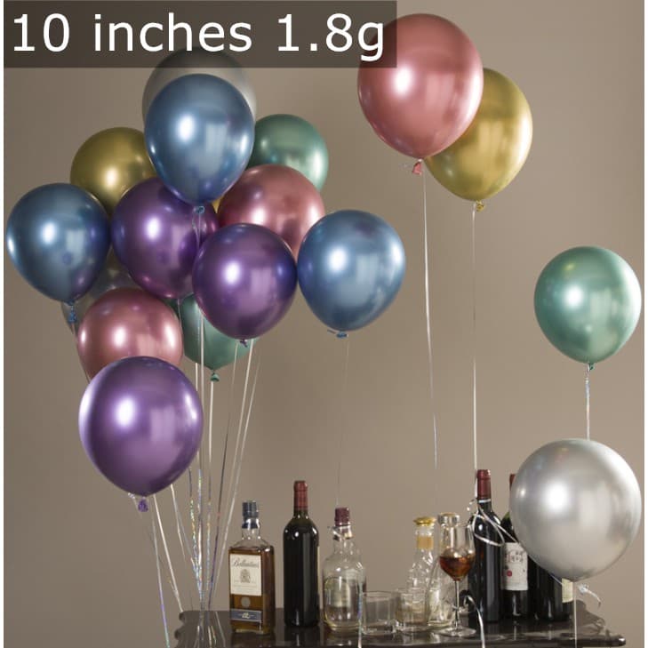 50 peças 10 Polegada 1.8g balões de Metal cromado Bellon para festa de aniversário decoração de aniversário de casamento