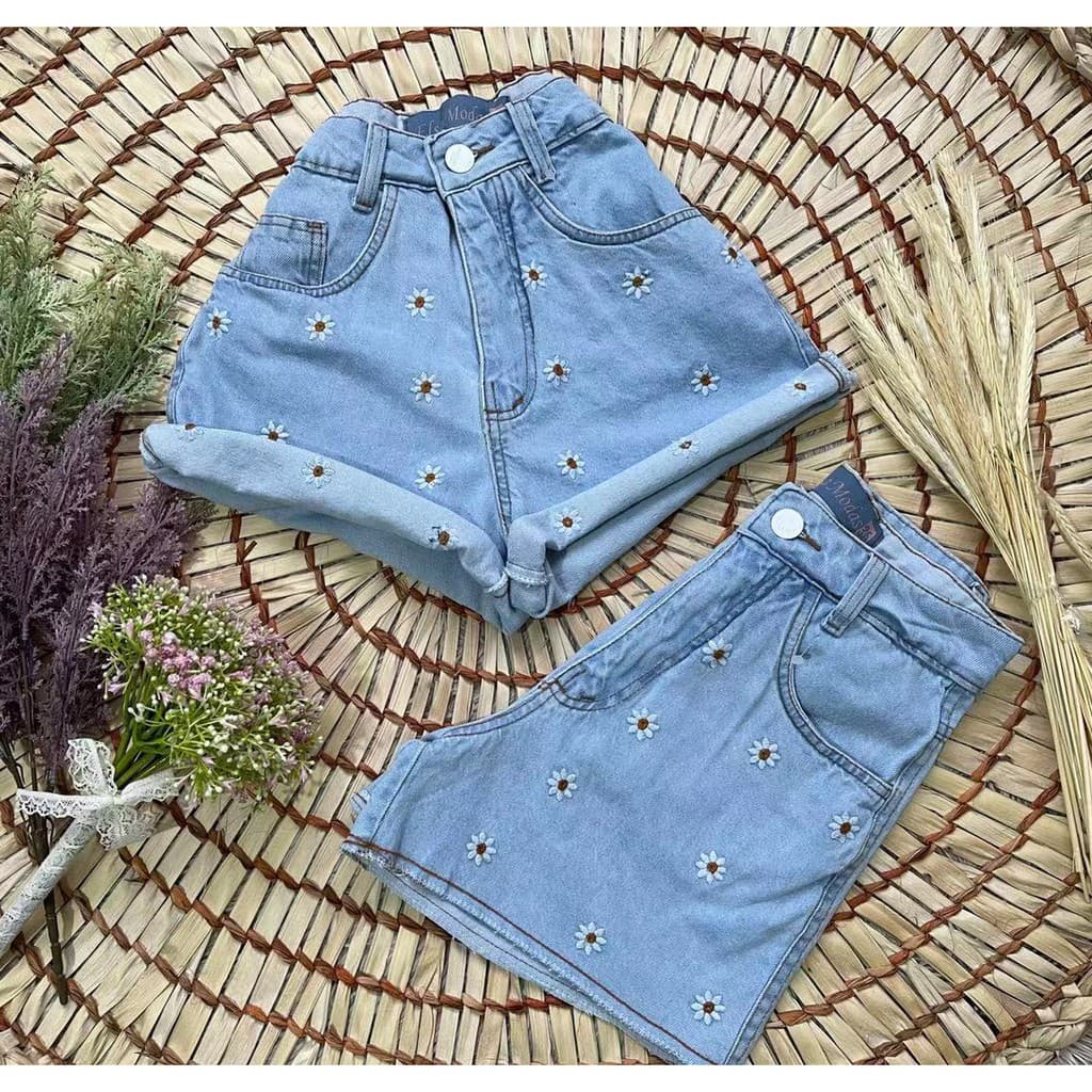 Short jeans bordados Femininas