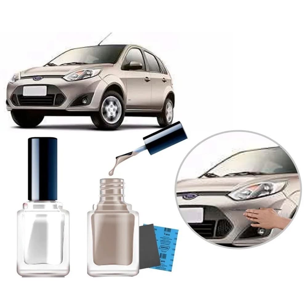 Tinta Tira Risco Automotivo Cor Carro Ford Fiesta Rocam 2012 2013 2014 Prata Riviera