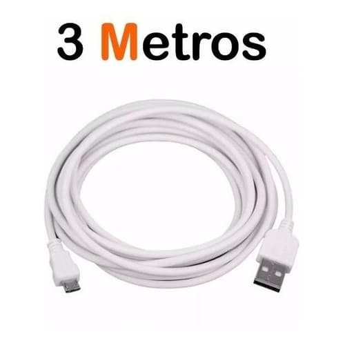 Cabo Micro Usb Dados 3 Metros Reforçado- 1 Unidade