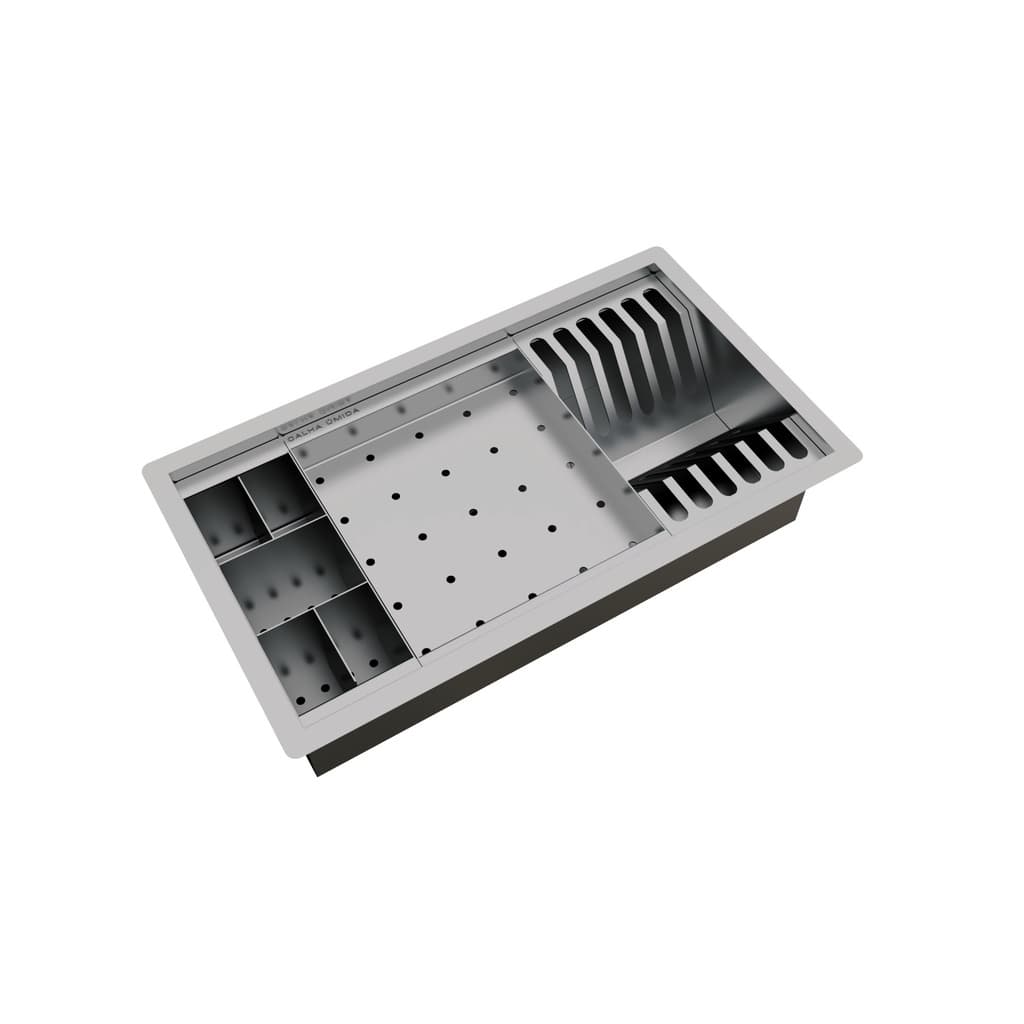 Escorredor Louças Inox Sobrepor Calha Úmida 3 Módulos