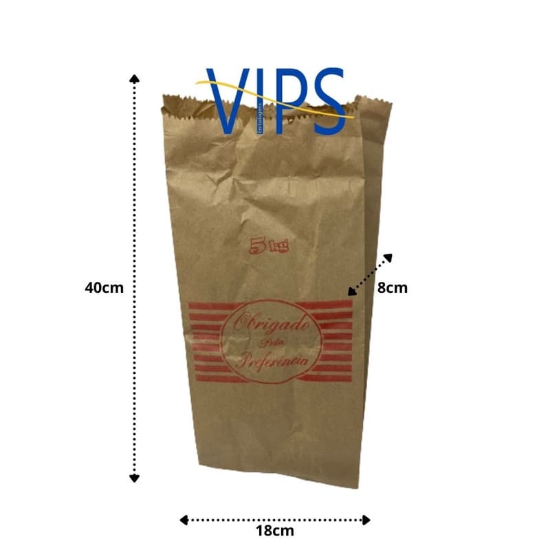 Saco de Papel Semi Kraft 100 unidades - 5KG