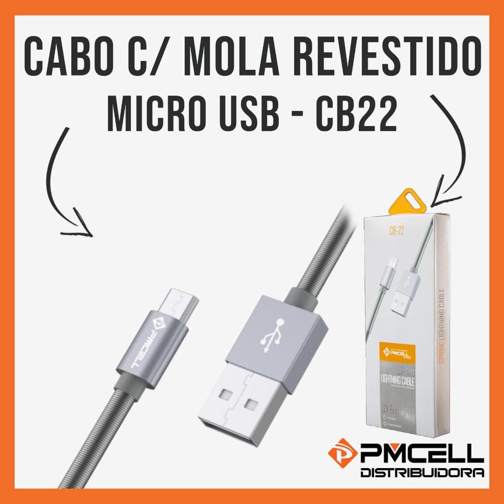 Cabo de dados micro V8 carga rápida com mola CB22 / CB22