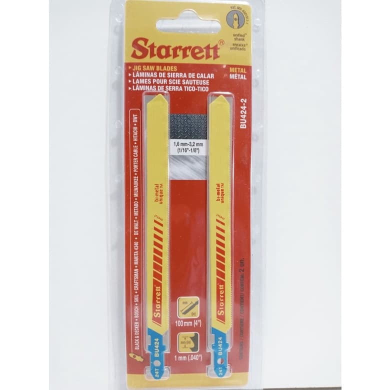 Kit 02 Lâmina de Serra Tico-Tico Bimetal 100mm com 24 Dentes por Polegada - BU424-2 Starrett