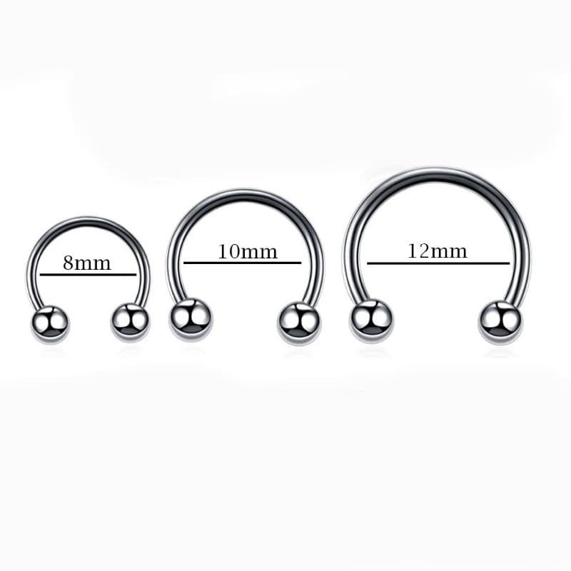 Kit 3 Piercing Ferradura 8mm 10mm 12mm Nariz Septo Smile Cartilagem Hélix 3 unidades