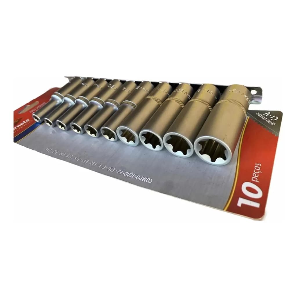 Jogo De Soquete Torx Fêmea E-torx Longo 1/2cr-v E8 Até E24