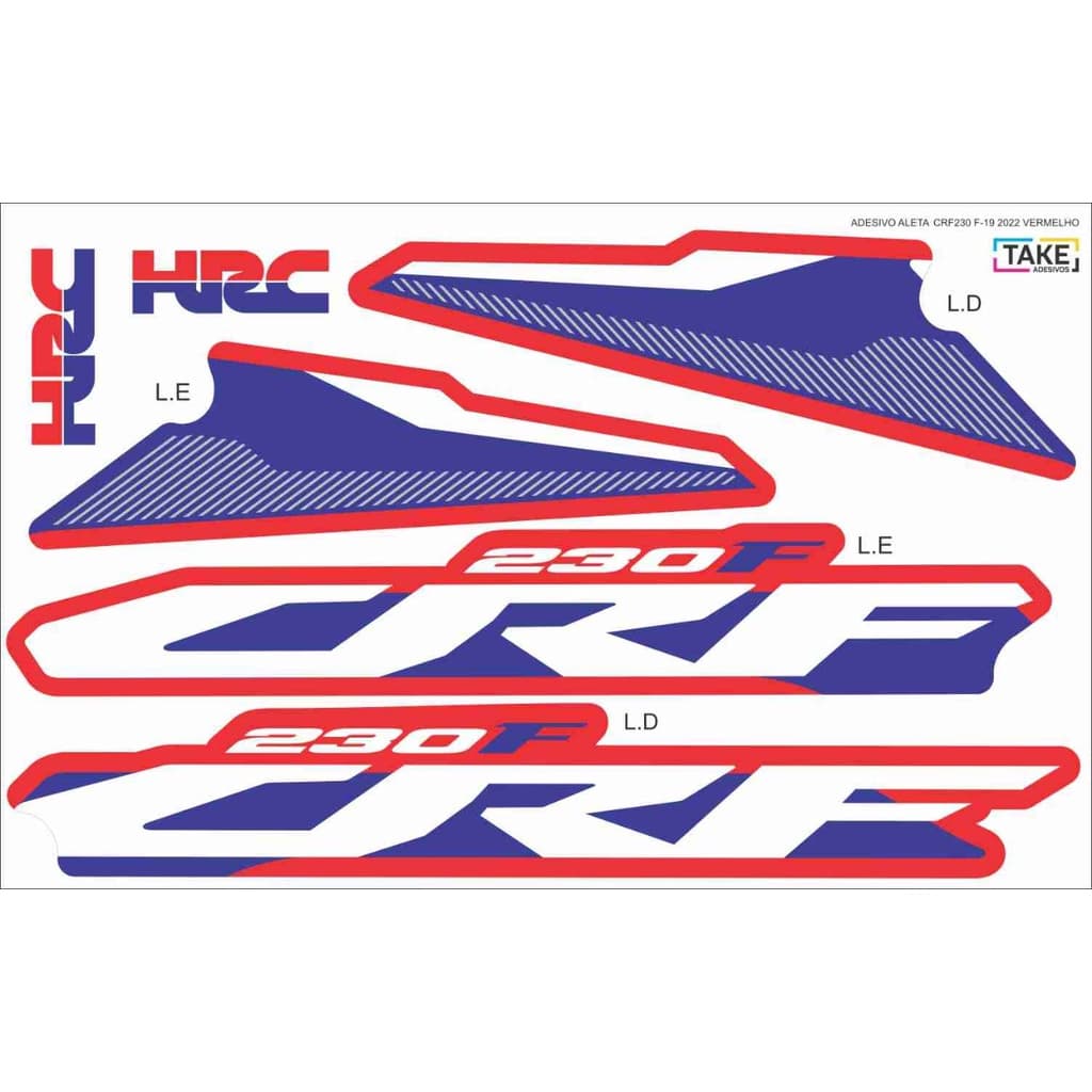 Adesivo Take Aleta Tanque Crf 250f 2022 Para Crf 230 Biker F-19