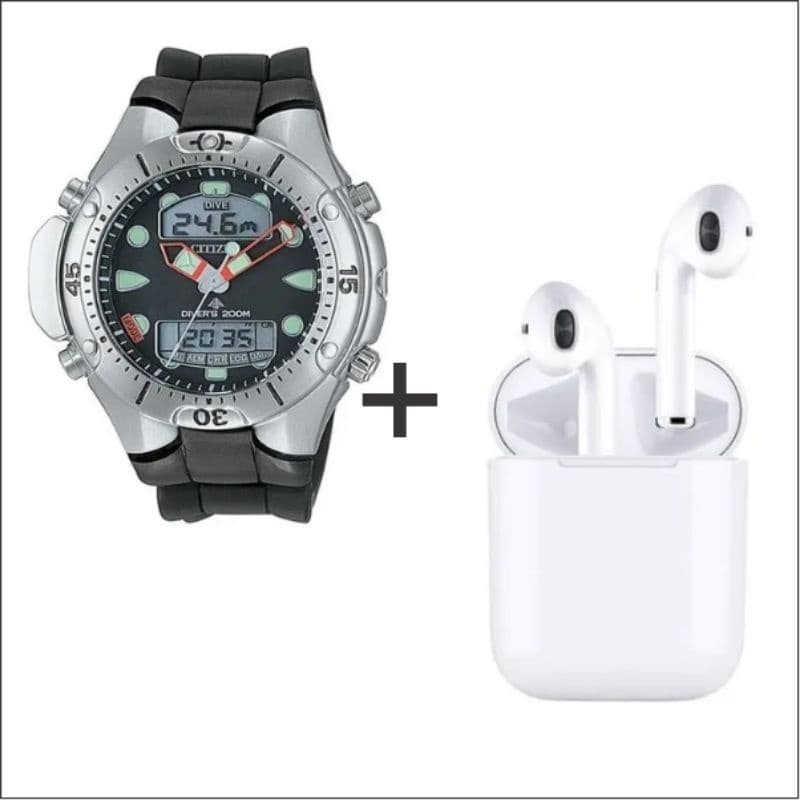 Kit Relógio Citizen + Fone De Ouvido Bluetooth Tws 19s
