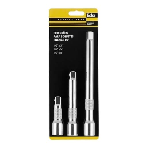 Jogo 3 Pcs De Extensoes P/ Soquetes Encaixe 1/2 0ag Eda